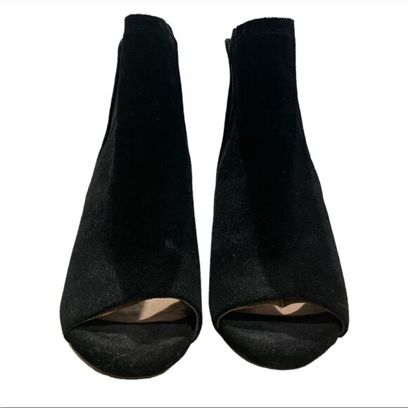 Splendid Kendall Black Suede Open Toe Ankle Boot Women’s 8.5 Block Heel Modern - Picture 4 of 5